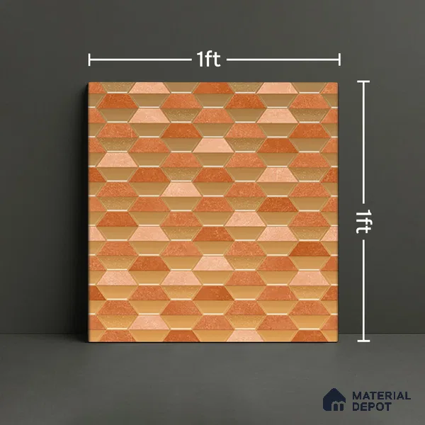 Geometric Wall & Floor Tile TL 07237 E Alpi 8003 GLM (Gold) 1 ft x 1 ft Ceramic Matte Finish - 9 mm  | 2 mm Spacer is Mandatory | Please Expect a Slight Variation of Pattern (Sample)